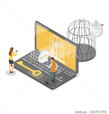 3D Isometric Flat  Illustration of Mind Prison. Item 1 116371759