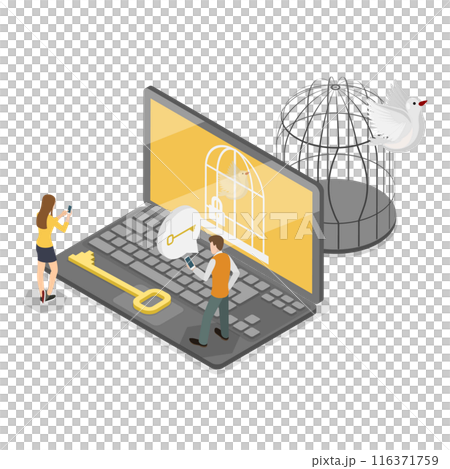 3D Isometric Flat  Illustration of Mind Prison. Item 1 116371759