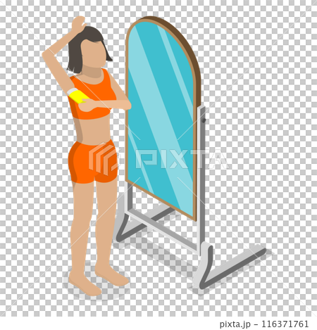 3D Isometric Flat  Illustration of Home Skin Care Procedures. Item 1 116371761
