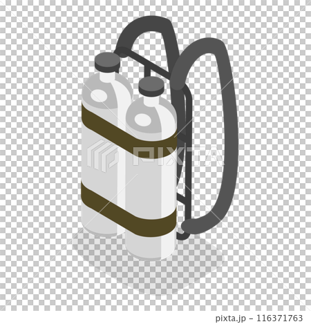 3D Isometric Flat  Set of Scuba Diving Equipment. Item 3 116371763