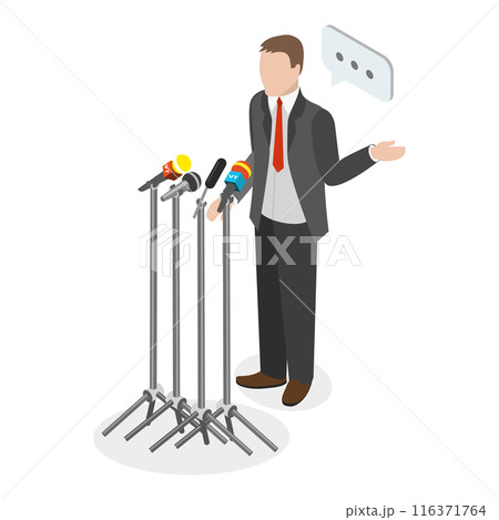 3D Isometric Flat Illustration of TV Interview. Item 1 3D Isometric Flat Illustration of TV Interview. Item 1 116371764