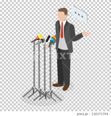 3D Isometric Flat  Illustration of TV Interview. Item 1 116371764