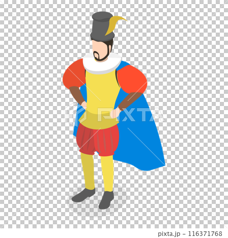 3D Isometric Flat Set of Renaissance Characters. Item 2 3D Isometric Flat Set of Renaissance Characters. Item 2 116371768
