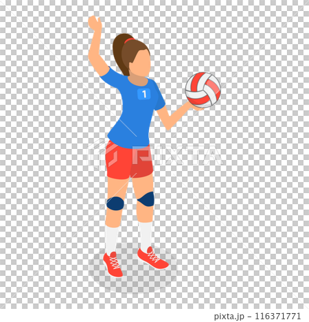 3D Isometric Flat  Set of Volleyball Players. Item 1 116371771