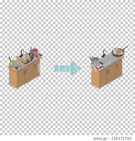 3D Isometric Flat Illustration of Decluttering. Item 2 3D Isometric Flat Illustration of Decluttering. Item 2 116371783