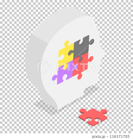 3D Isometric Flat  Illustration of PTSD Effects. Item 2 116371785