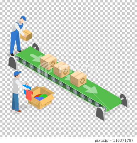 3D Isometric Flat  Illustration of Apparel Manufacturing. Item 3 116371787