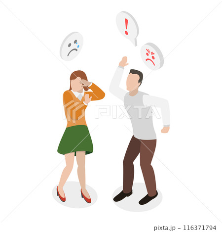 3D Isometric Flat  Illustration of Domestic Violence. Item 2 116371794