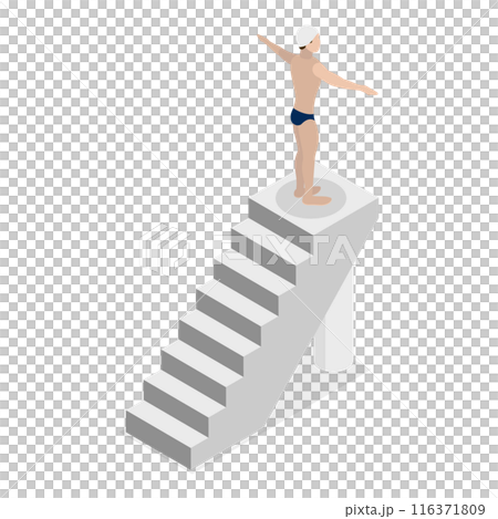 3D Isometric Flat  Set of Pool Swimmers. Item 7 116371809
