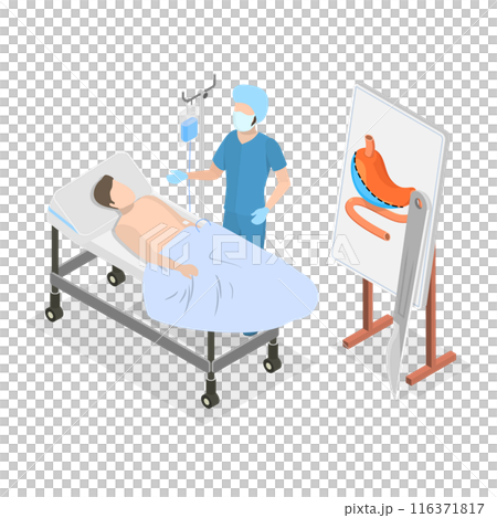 3D Isometric Flat Illustration of Bariatric Surgery. Item 1 3D Isometric Flat Illustration of Bariatric Surgery. Item 1 116371817