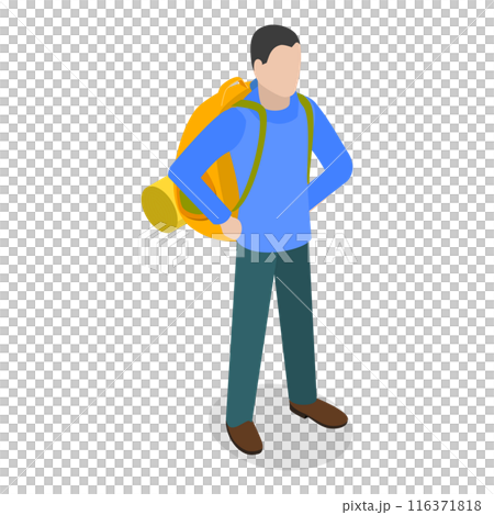 3D Isometric Flat  Set of Tourists or Travelers. Item 1 116371818