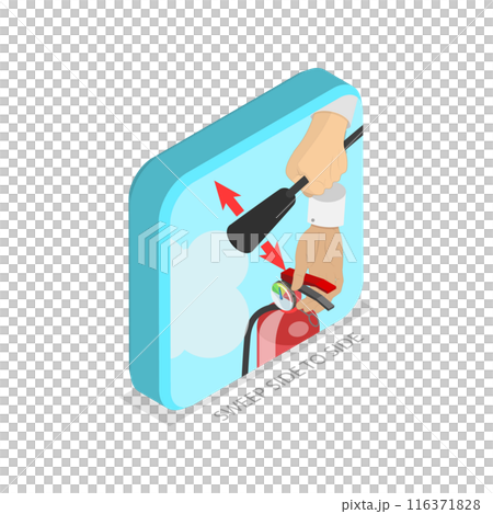 3D Isometric Flat  Illustration of How To Use A Fire Extinguisher. Item 1 116371828