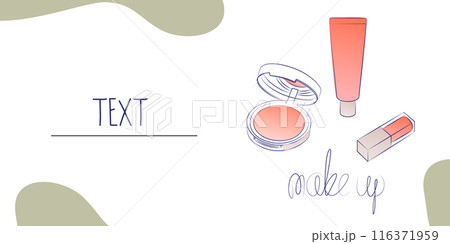 Make up artist business card template. Makeup cosmetics powder lipstick and space for text. Suitable for background design. 116371959