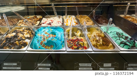 Different flavors of italian ice cream at Genoa Italy Different flavors of italian ice cream at Genoa Italy 116372194