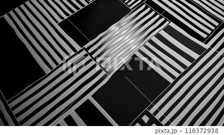 Elegant black and white geometric pattern with straight lines stacked on top of each other 116372938