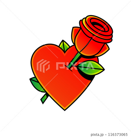 Tattoo Heart with ribbon. Old school retro illustration . Tattoo Heart with ribbon. Old school retro illustration . 116373065