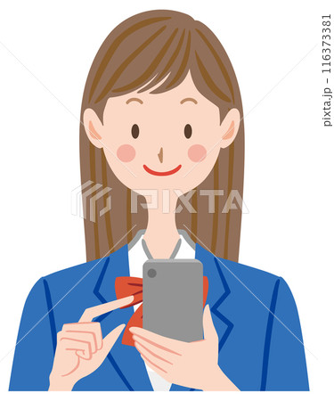 スマートフォンを操作する高校生のイラスト　女子　学生 116373381