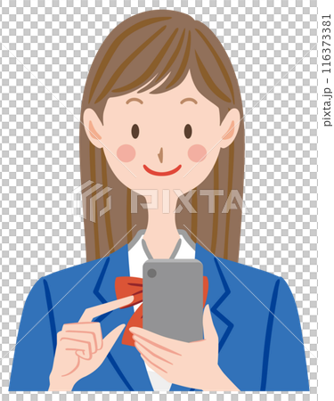 スマートフォンを操作する高校生のイラスト　女子　学生 116373381