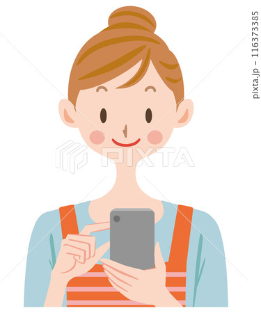 スマホを使う主婦のイラスト スマホを使う主婦のイラスト 116373385