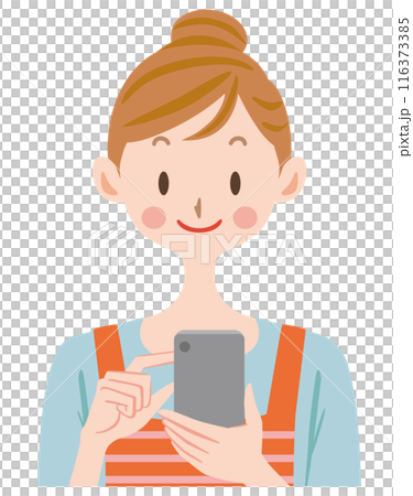 使用智能手機的主婦的例證 使用智能手機的主婦的例證 116373385