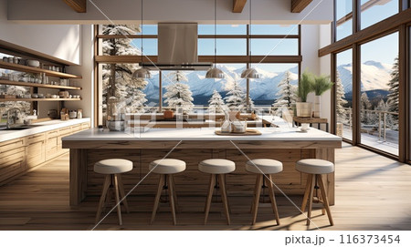 modern big farmhouse style kitchen 116373454