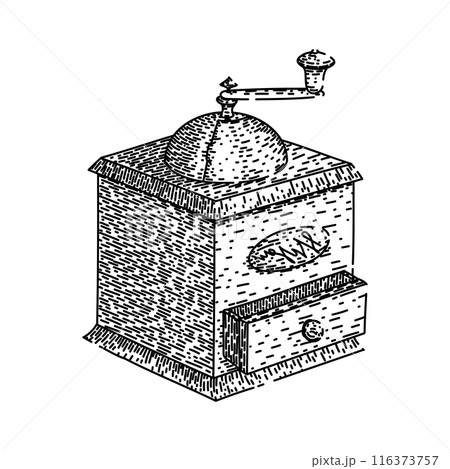coffee grinder kitchen utensil retro sketch hand drawn vector 116373757