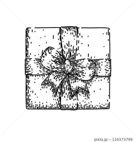 card gift box top view sketch hand drawn vector 116373799