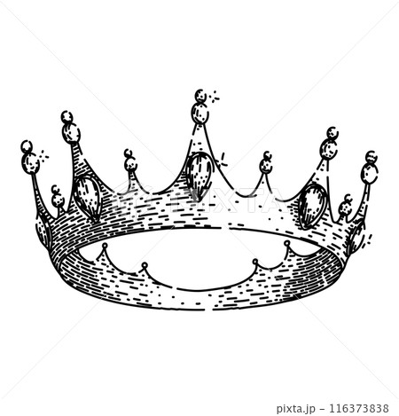 prince crown queen sketch hand drawn vector 116373838