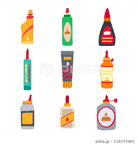 wood glue set cartoon vector illustration 116373965
