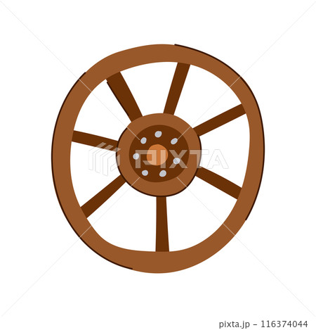 wood wheel ancient cartoon vector illustration 116374044