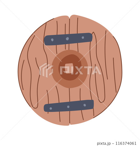wooden wheel ancient cartoon vector illustration 116374061