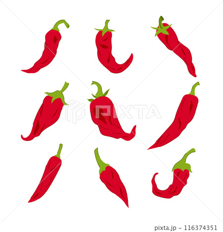 pepper chili set cartoon vector illustration pepper chili set cartoon vector illustration 116374351