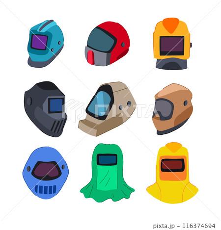 helmet welding set cartoon vector illustration helmet welding set cartoon vector illustration 116374694
