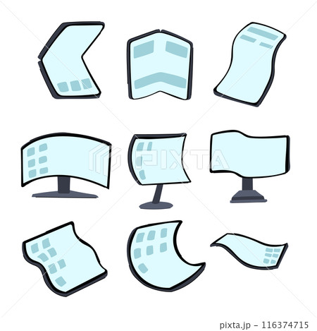 flexible screen set cartoon vector illustration flexible screen set cartoon vector illustration 116374715