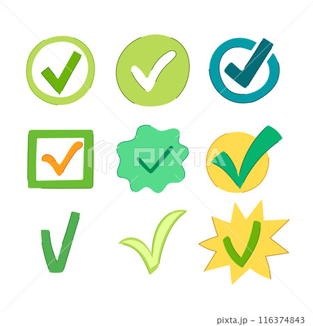 check mark set cartoon vector illustrationのイラスト素材 [116374843] - PIXTA
