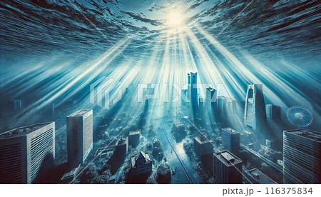 海に沈む横浜みなとみらい 海に沈む横浜みなとみらい 116375834