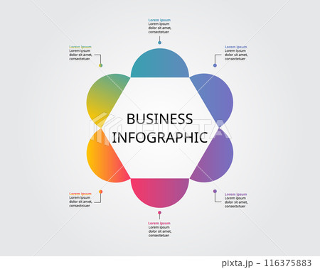 hexagon shape template for business infographic for presentation for 6 element 116375883