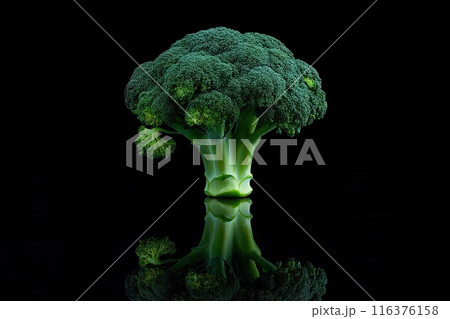 Fresh ripe broccoli on a black background 116376158