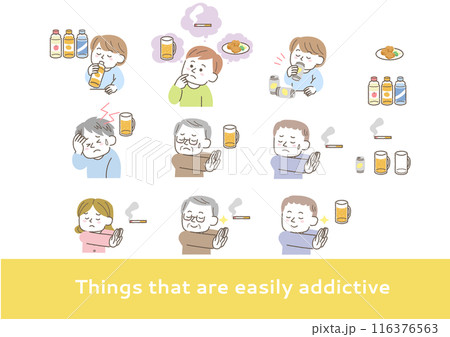 中毒になりやすいものと人物のイラストセット 116376563