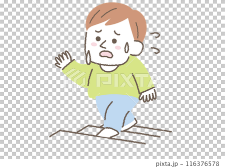 階段を登る時に息がきれる男性のイラスト 116376578