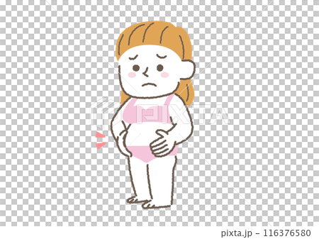 Illustration of a woman worried about belly fat Illustration of a woman worried about belly fat 116376580