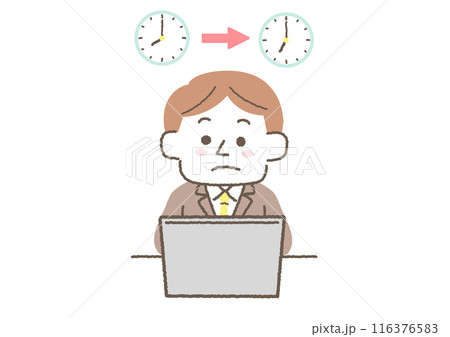 長い時間座ったままの男性のイラスト 長い時間座ったままの男性のイラスト 116376583