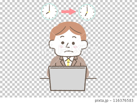 長い時間座ったままの男性のイラスト 長い時間座ったままの男性のイラスト 116376583