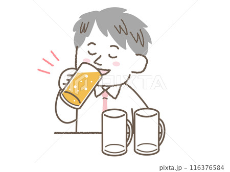 ビールをたくさん飲んでいる男性のイラスト ビールをたくさん飲んでいる男性のイラスト 116376584