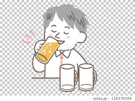 ビールをたくさん飲んでいる男性のイラスト ビールをたくさん飲んでいる男性のイラスト 116376584