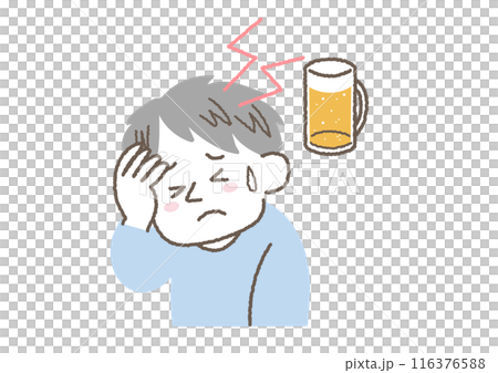 お酒の飲み過ぎで頭がいたい男性 116376588