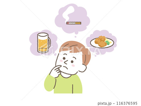 生活習慣病の原因について考えている男性 116376595