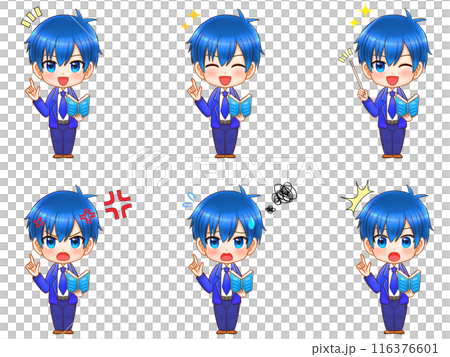 Introducing a set of 2 chibi illustrations of male high school students in uniform 116376601