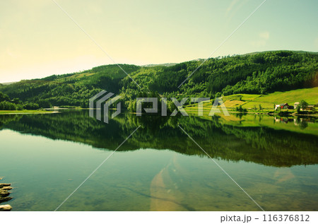 ベルゲンからロストフースの町へ向う車窓風景 116376812
