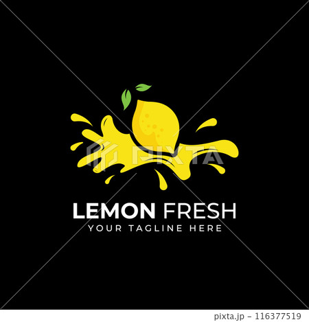 Fresh lemon fruit logo with leaves and fresh drink of lemon fruit. Logo vector illustration modern template. 116377519